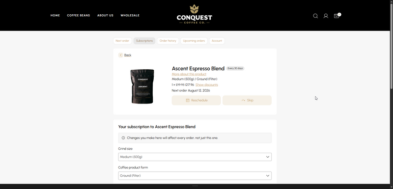 Click on the 'Skip' button below the product you are editing. and we will skip this delivery until the next due-date.