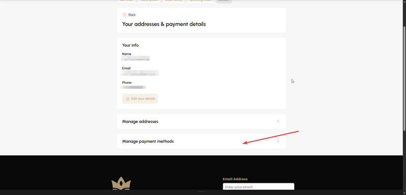Select' Manage Payment Methods' and this will bring you to the next page