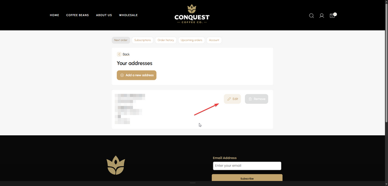 Select the 'Edit' button and fill out the form with the updated addresses.